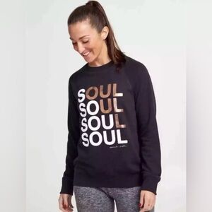 SPIRITUAL GANGSTER Womens SOUL Gold Foil Graphic Sweatshirt In Charcoal Sz M
